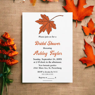 Invitación Elegante Naranja otoñal deja ducha nupcial