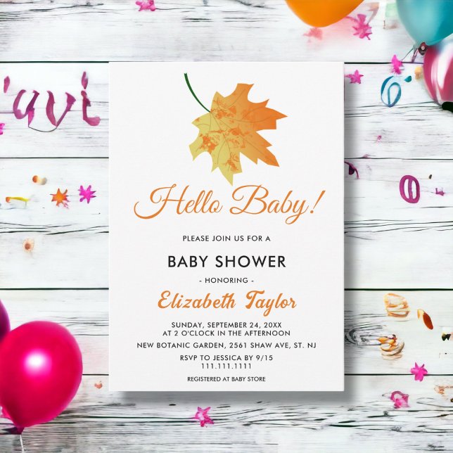 Invitación Elegante Naranja otoño sale de Baby Shower otoño (Subido por el creador)