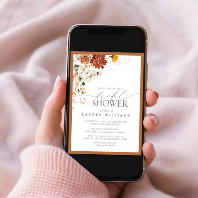 Invitación Elegante Naranja oxidante acuarela novia ducha inv (Subido por el creador)