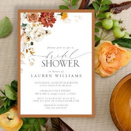 Invitación Elegante Naranja oxidante acuarela novia ducha inv