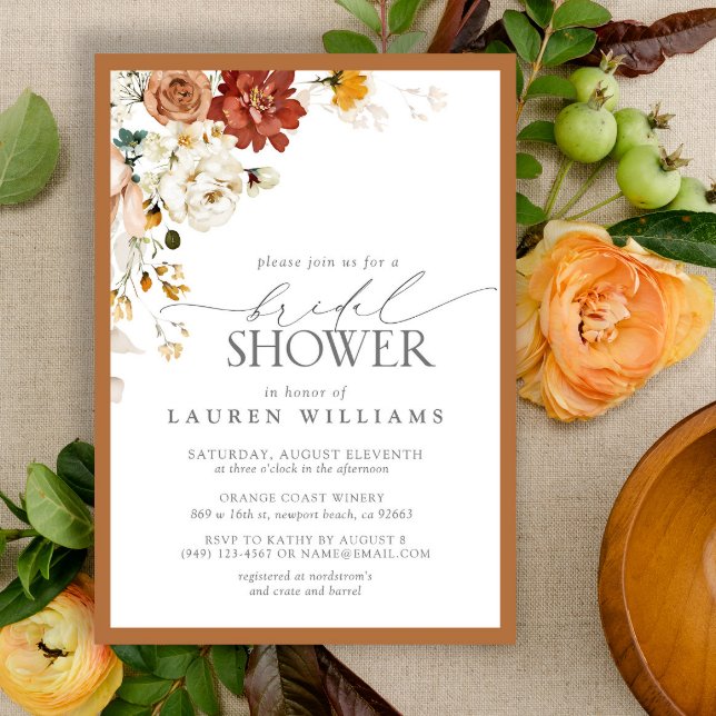 Invitación Elegante Naranja oxidante acuarela novia ducha inv (Subido por el creador)