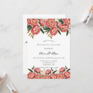 Invitación Elegante Naranja Peony Pintó Celebración Boda