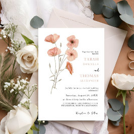 Invitación Elegante Naranja Poppy Meadow Boda de flores
