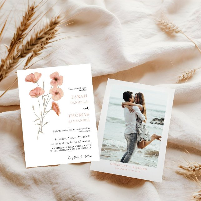 Invitación Elegante Naranja Poppy Meadow Boda de flores (Subido por el creador)