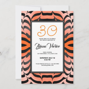 Invitación Elegante Naranja psicodélico de piel de tigre negr