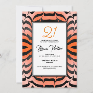 Invitación Elegante Naranja psicodélico de piel de tigre negr