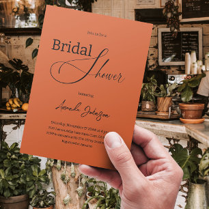 Invitación Elegante Naranja quema bohemia ducha de novia rúst