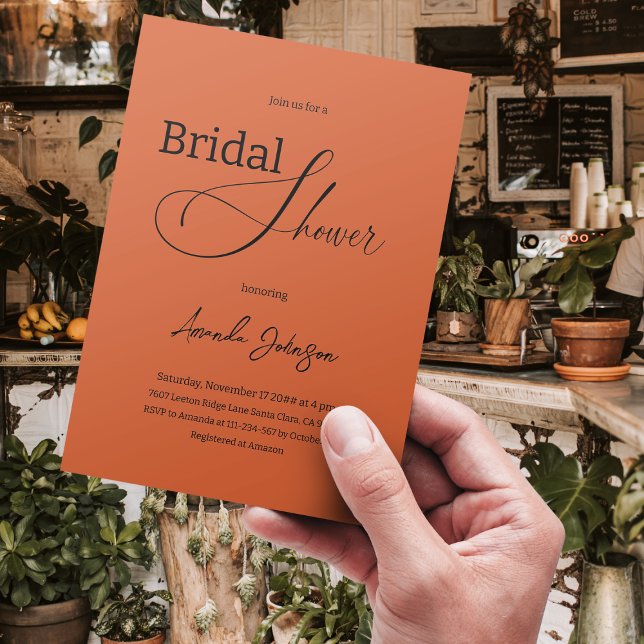 Invitación Elegante Naranja quema bohemia ducha de novia rúst (Subido por el creador)