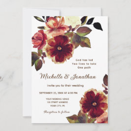 Invitación Elegante Naranja quemado Boda cristiano floral