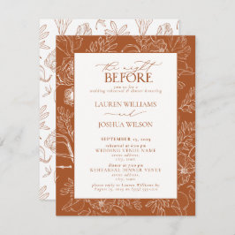 Invitación Elegante Naranja quemado Boda ensayo cena