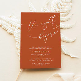 Invitación Elegante Naranja quemado noche antes de la cena de