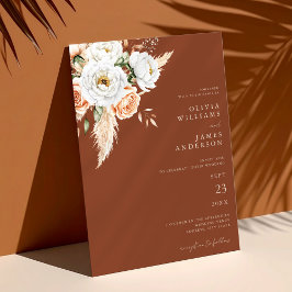 Invitación Elegante Naranja quemado Terracotta Boda Floral
