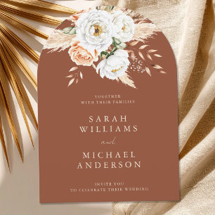 Invitación Elegante Naranja quemado Terracotta Boda Floral