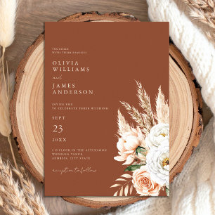 Invitación Elegante Naranja quemado Terracotta Boda Floral