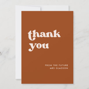 Invitación Elegante Naranja retro Ducha nupcial Gracias tarje