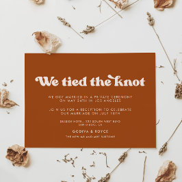 Invitación Elegante naranja retro quemado Nos atamos la tarje