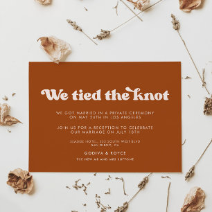 Invitación Elegante naranja retro quemado Nos atamos la tarje