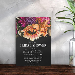 Invitación Elegante Naranja rosa morado oscuro de la novia de
