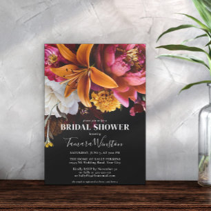 Invitación Elegante Naranja rosa oscuro  amarillo floral