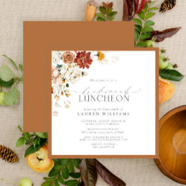 Invitación Elegante Naranja Rust Floral Bridal Luncheon