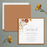 Invitación Elegante Naranja Rust Floral Bridal Luncheon<br><div class="desc">La elegante invitación al almuerzo de Naranja de busto floral para novias es una manera moderna de celebrar y agradecer a sus damas de novias unos días antes del boda, por toda la ayuda que le han dado con su boda. El diseño de esta invitación se caracteriza por un ramo...</div>