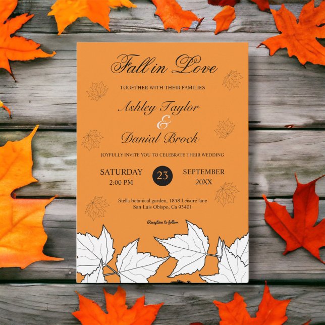 Invitación Elegante Naranja Rústico Quemado sale de la boda d (Subido por el creador)