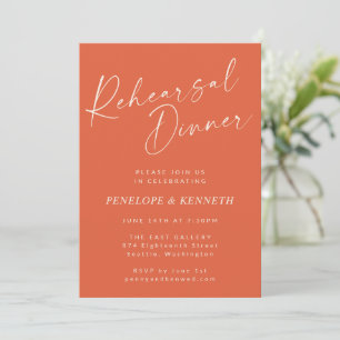 Invitación Elegante Naranja Sunset Script Prueba Cena