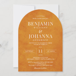 Invitación Elegante Naranja Sunset Watercolor Arch Boda