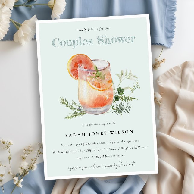 Invitación Elegante Naranja Verde azulado Green Cocktail Coup (Subido por el creador)