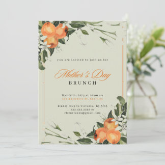 Invitación Elegante Naranja y color de agua verde Día de la M