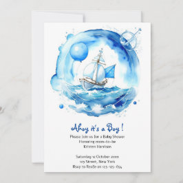 Invitación Elegante Nautical Watercolor Boy Baby Shower