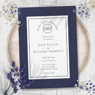 Invitación Elegante Náutico Anudando lazo Boda Azul Marino
