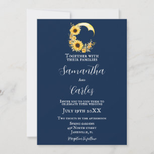 Invitación Elegante, naval, rústico boda de luna de girasol