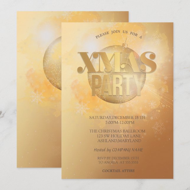 Invitación Elegante Navidad Ball Company Navidades Fiesta (Anverso / Reverso)