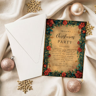 Invitación Elegante Navidad con Amarilis Roja