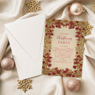 Invitación Elegante Navidad con Hoja de Oro