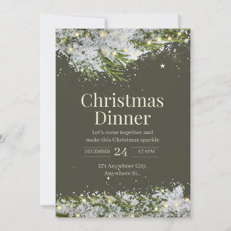 Invitación Elegante Navidad de Abeto Cubierto de Nieve