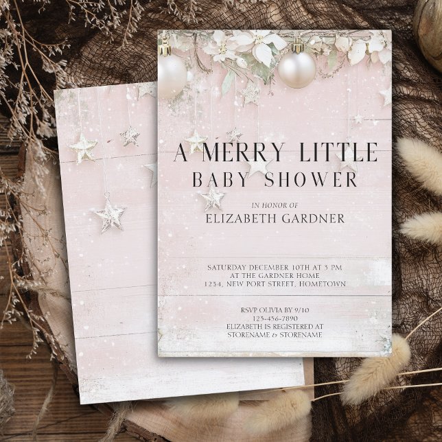 Invitación Elegante navidad de invierno rosa vintage christma (Subido por el creador)
