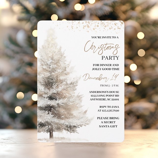 Invitación Elegante Navidad en Acuarela Neutral (Subido por el creador)