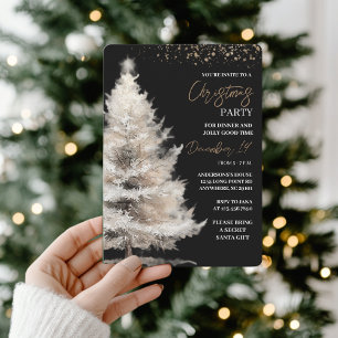 Invitación Elegante Navidad en Negro y Dorado