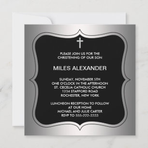 Invitación Elegante Navidad en negro y gris