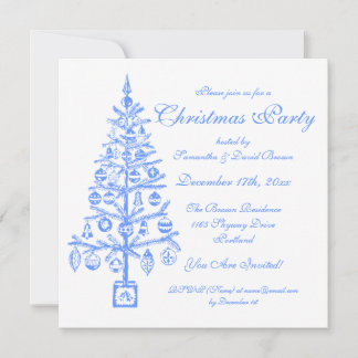 Invitación Elegante Navidad Fiesta árbol azul