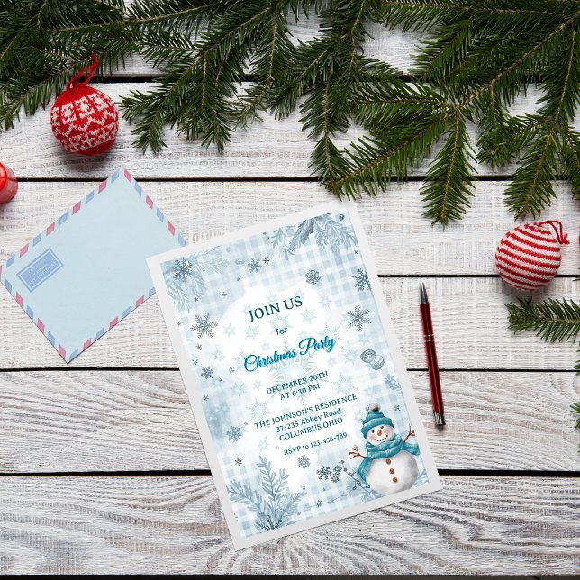 Invitación Elegante Navidad Helada Azul y Blanco (Subido por el creador)