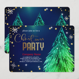 Invitación Elegante Navidad Mágica Pinos Festivos