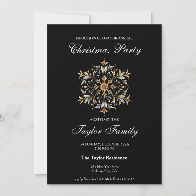 Invitación Elegante Navidades corporativos de copas de nieve  (Anverso)
