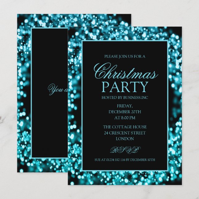 Invitación Elegante Navidades corporativos Verde azulados Fie (Anverso / Reverso)