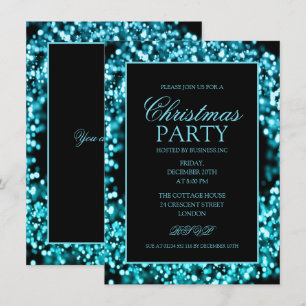 Invitación Elegante Navidades corporativos Verde azulados Fie