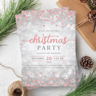 Invitación Elegante Navidades de diamantes de invierno de pla