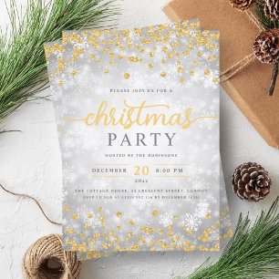 Invitación Elegante Navidades de diamantes de invierno platea