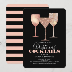 Invitación Elegante Navidades de imitación Purpurinas Cóctele